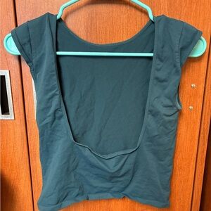 Turquoise Free People Low Back Seamless Tee